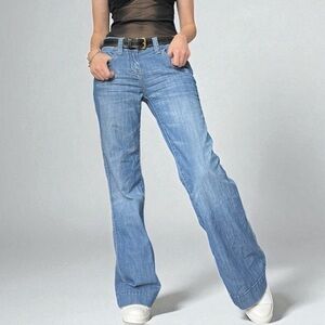 Y2K May 75 Low Rise Flare Jeans Stretch Cotton Distressed 27x33.5